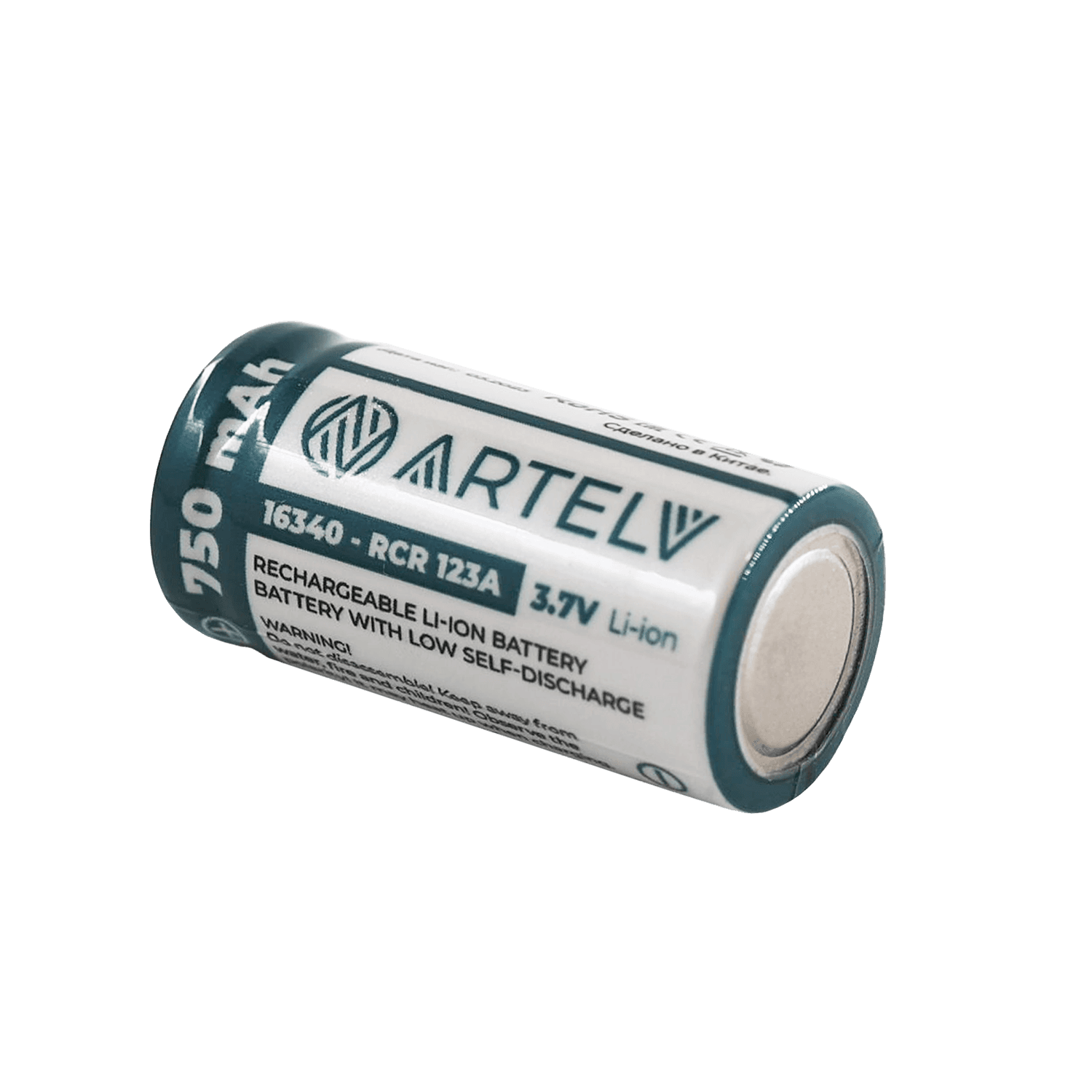 Аккумуляторная батарея RCR123 ARTELV 3.7V Li-Ion 750 mAh — фото 2