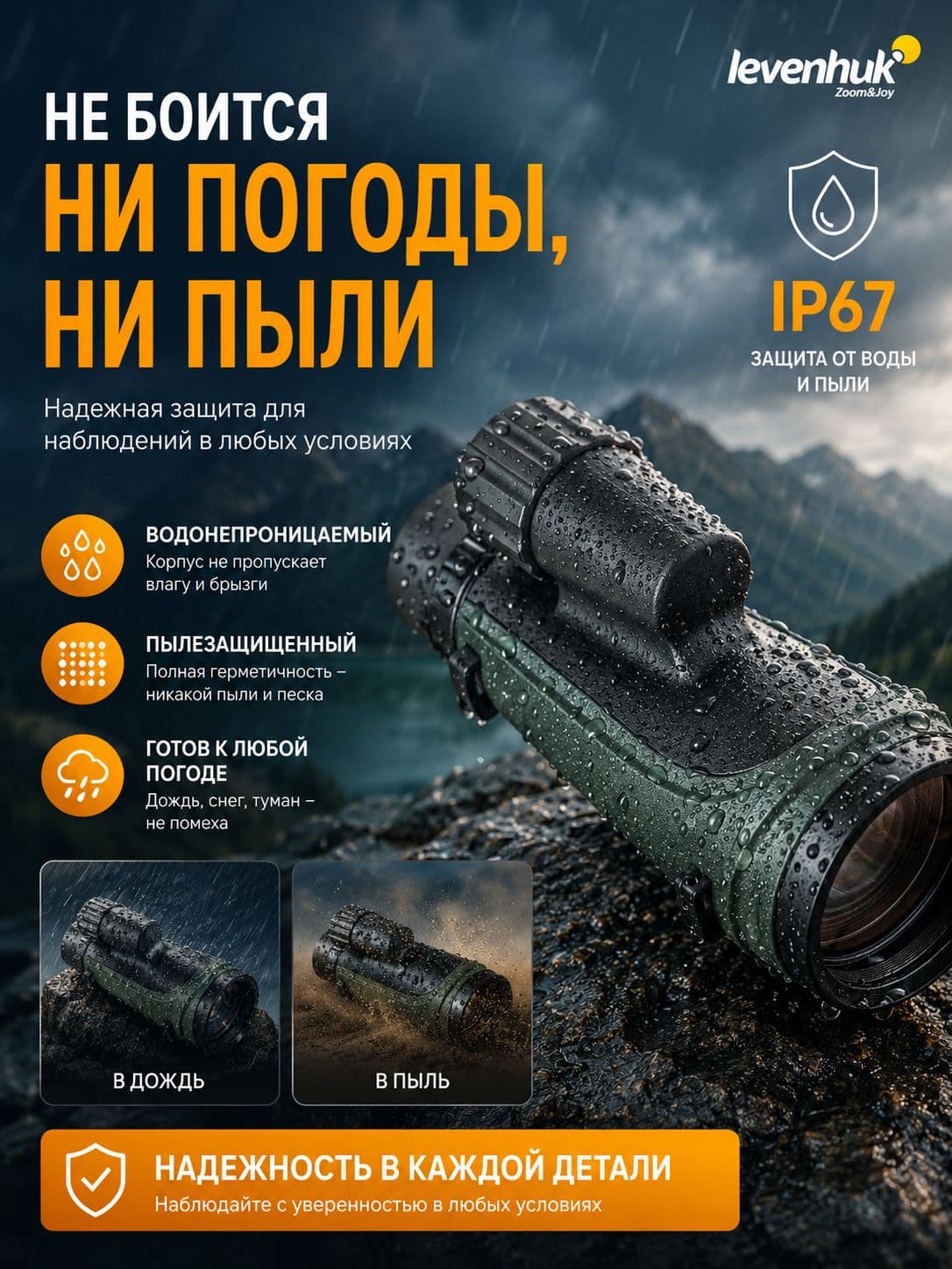 Монокуляр Levenhuk New Wise PRO ED 10x50 — фото 3