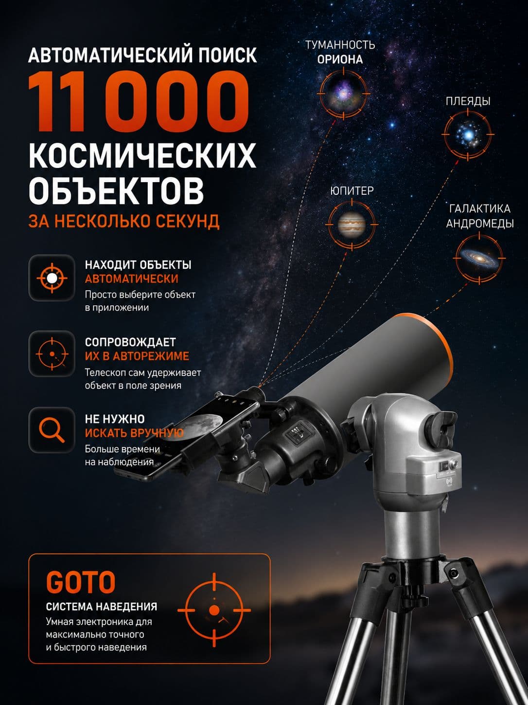 Фототелескоп Levenhuk Kelvin MAK90 AZ GOTO Wi-Fi — фото 2