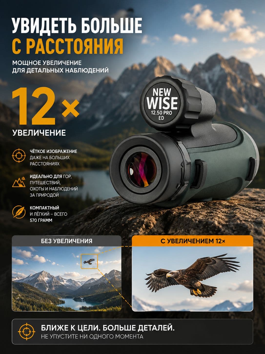 Монокуляр Levenhuk New Wise PRO ED 12x50 — фото 3