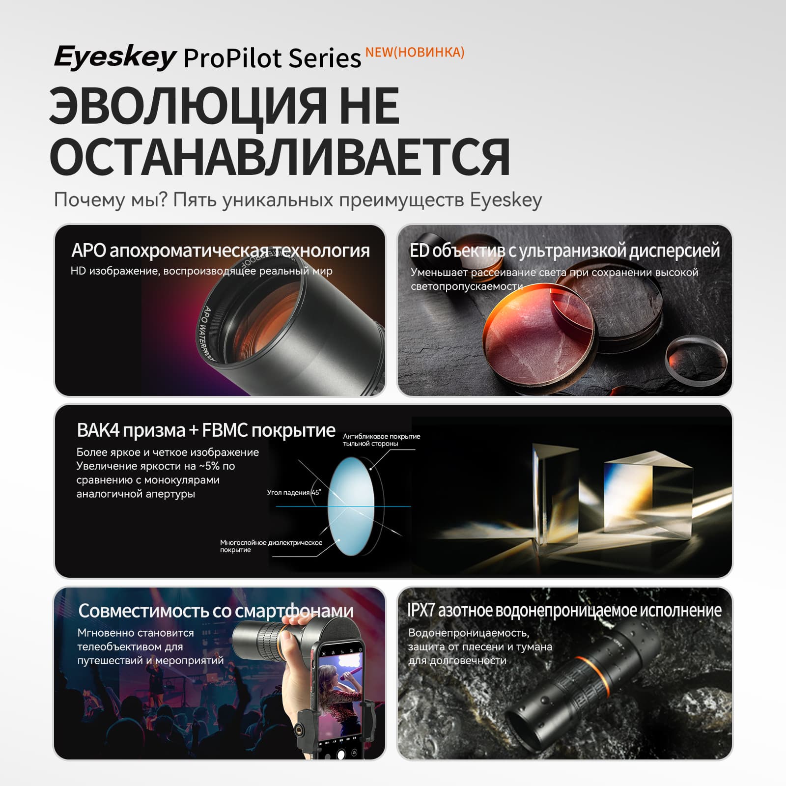 Монокуляр Eyeskey ProPilot APO EM - 10x42 — фото 11