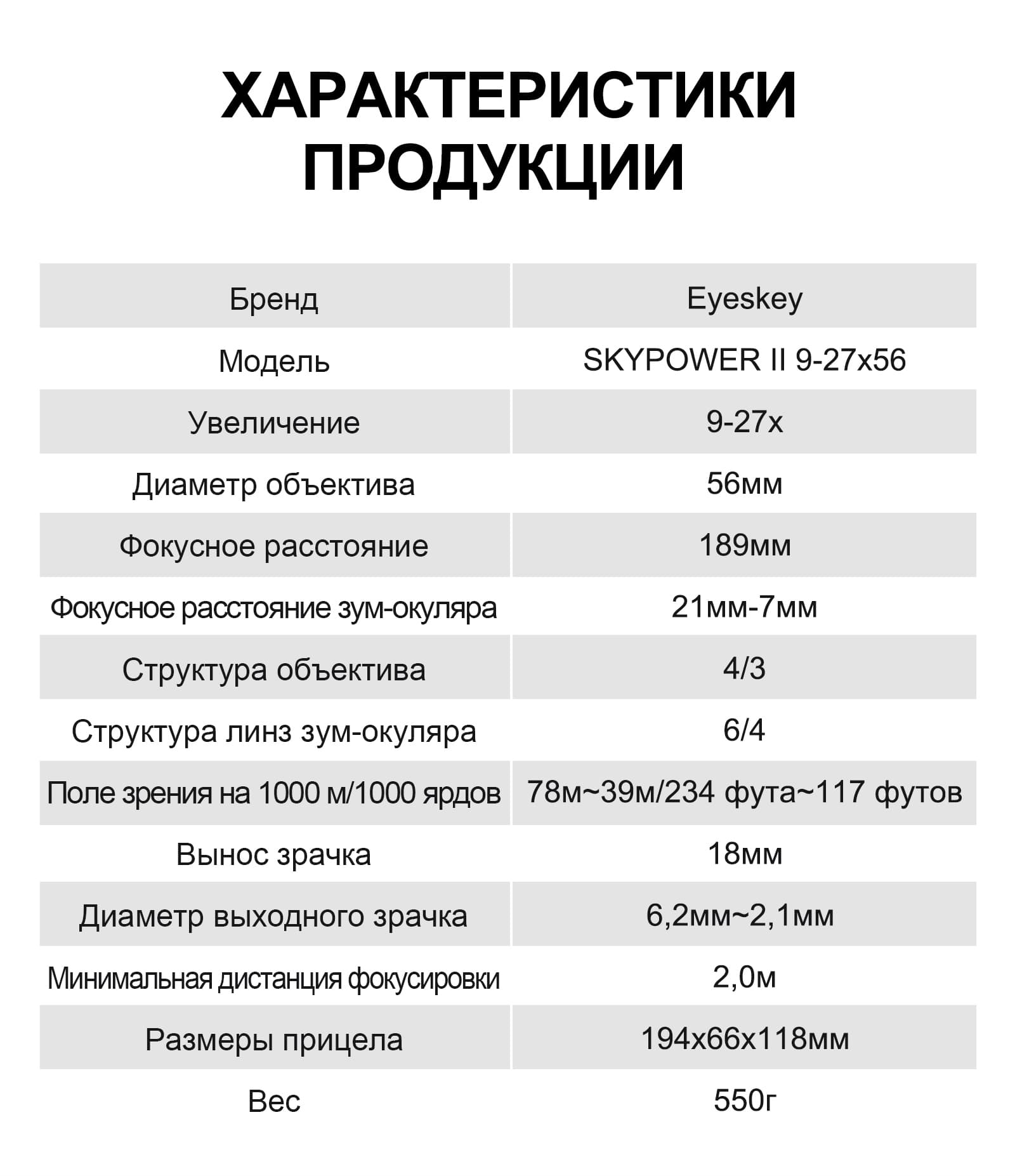 Зрительная труба Eyeskey SkyPower 9-27x56 II — фото 13