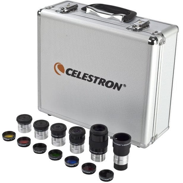 Набор окуляров Celestron 1.25 (5 шт + линза барлоу) и светофильтров (7 шт) в кейсе